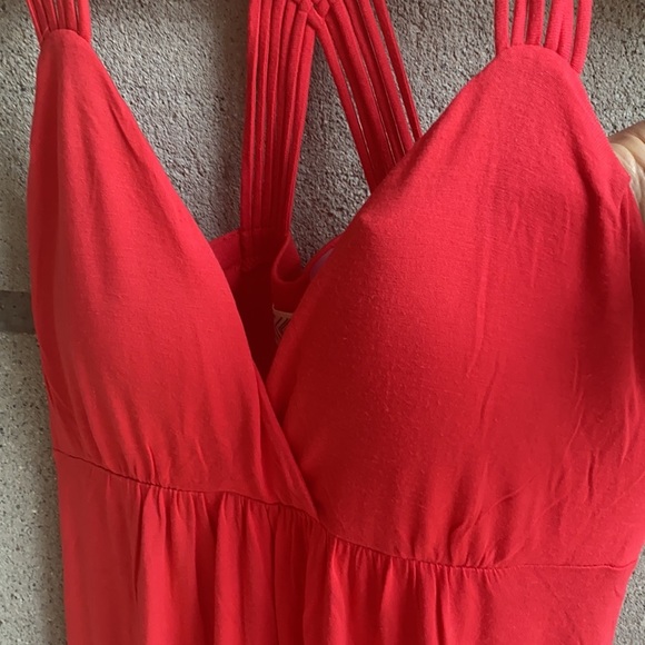 Pink Rose coral maxi dress with knotted cross cross back detail - Picture 6 of 7